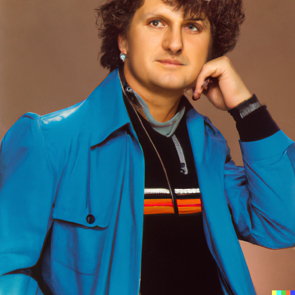 Fritz Schumann in a degraded 1980s AI archive portrait